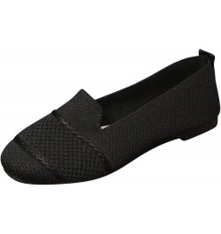 Ladies Fashion Solid Color Breathable Knitted Mesh Flat Casual Single Shoes Sandals for Women Casual Summer Black $13.01 Sandals