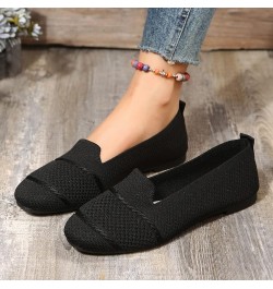 Ladies Fashion Solid Color Breathable Knitted Mesh Flat Casual Single Shoes Sandals for Women Casual Summer Black $13.01 Sandals