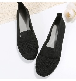 Ladies Fashion Solid Color Breathable Knitted Mesh Flat Casual Single Shoes Sandals for Women Casual Summer Black $13.01 Sandals