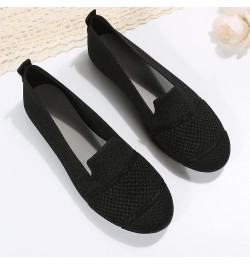 Ladies Fashion Solid Color Breathable Knitted Mesh Flat Casual Single Shoes Sandals for Women Casual Summer Black $13.01 Sandals