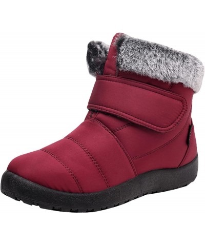 Womens Snow Boots Warm Comfortable Slip On Outdoor Winter Shoes For Women Snow Boots Womens Narrow Width Red $13.69 Boots