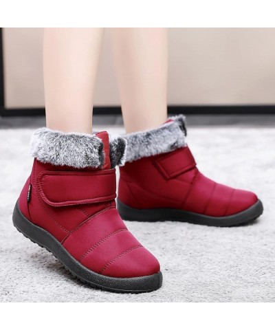 Womens Snow Boots Warm Comfortable Slip On Outdoor Winter Shoes For Women Snow Boots Womens Narrow Width Red $13.69 Boots