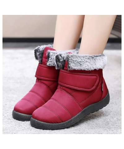 Womens Snow Boots Warm Comfortable Slip On Outdoor Winter Shoes For Women Snow Boots Womens Narrow Width Red $13.69 Boots