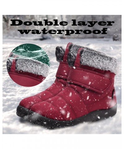 Womens Snow Boots Warm Comfortable Slip On Outdoor Winter Shoes For Women Snow Boots Womens Narrow Width Red $13.69 Boots