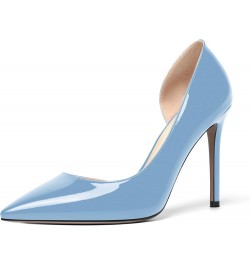 Womens Sexy Fashion Slip On Evening Pointed Toe Patent Stiletto High Heel Pumps Shoes 4 Inch Light Blue $34.44 Pumps