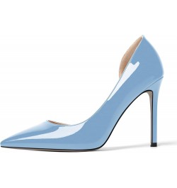 Womens Sexy Fashion Slip On Evening Pointed Toe Patent Stiletto High Heel Pumps Shoes 4 Inch Light Blue $34.44 Pumps