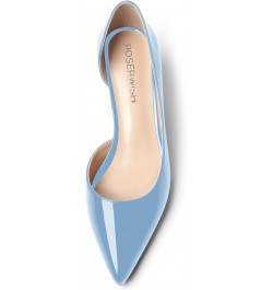 Womens Sexy Fashion Slip On Evening Pointed Toe Patent Stiletto High Heel Pumps Shoes 4 Inch Light Blue $34.44 Pumps