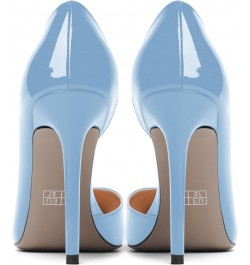 Womens Sexy Fashion Slip On Evening Pointed Toe Patent Stiletto High Heel Pumps Shoes 4 Inch Light Blue $34.44 Pumps