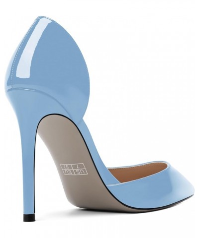 Womens Sexy Fashion Slip On Evening Pointed Toe Patent Stiletto High Heel Pumps Shoes 4 Inch Light Blue $34.44 Pumps