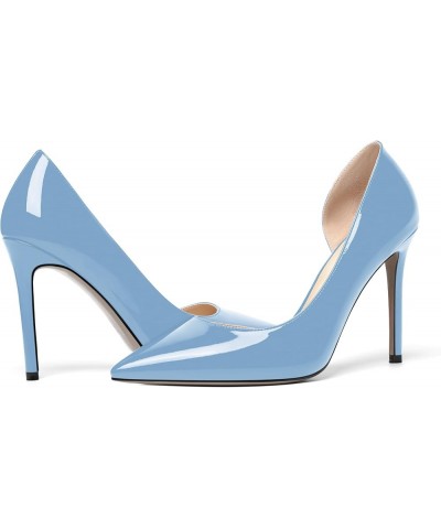 Womens Sexy Fashion Slip On Evening Pointed Toe Patent Stiletto High Heel Pumps Shoes 4 Inch Light Blue $34.44 Pumps