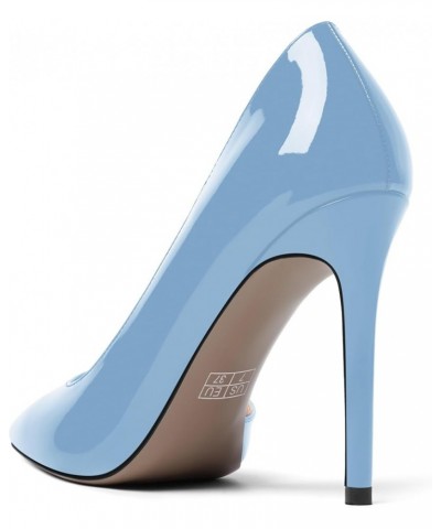 Womens Sexy Fashion Slip On Evening Pointed Toe Patent Stiletto High Heel Pumps Shoes 4 Inch Light Blue $34.44 Pumps