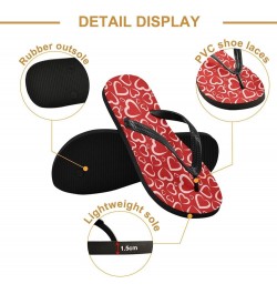 Valentine's Day Hearts Womens Flip Flops Romantic Love Red Summer Beach Sandals Casual Thong Slippers Comfortable Shower Slip...