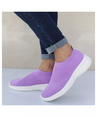 Sneakers for Women Mesh Breathable Slip-on Tennis Shoes Fashion Candy Colors Casual Shoes Lightweight Non Slip Sneakers Purpl...