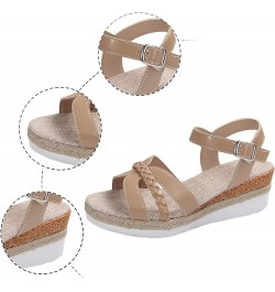 Platform Slide Sandals for Women Platform Espadrilles Sandals Wedge Open Toe Elastic Strap Adjustable Flat Sandal 14-ixpyn-e-...