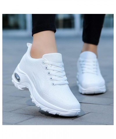 Wide Width Sneakers Women Christmas, Women's Walking Shoes Sock Sneakers Slip on Mesh Wedge Platform Loafers White-g $23.17 A...