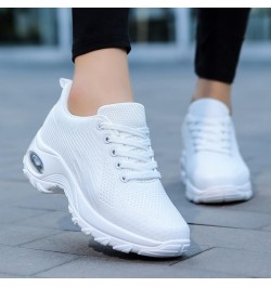 Wide Width Sneakers Women Christmas, Women's Walking Shoes Sock Sneakers Slip on Mesh Wedge Platform Loafers White-g $23.17 A...