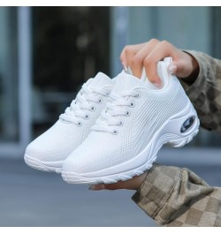 Wide Width Sneakers Women Christmas, Women's Walking Shoes Sock Sneakers Slip on Mesh Wedge Platform Loafers White-g $23.17 A...