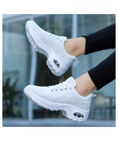 Wide Width Sneakers Women Christmas, Women's Walking Shoes Sock Sneakers Slip on Mesh Wedge Platform Loafers White-g $23.17 A...