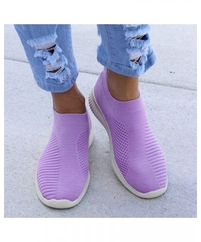 Sneakers for Women Mesh Breathable Slip-on Tennis Shoes Fashion Candy Colors Casual Shoes Lightweight Non Slip Sneakers Purpl...