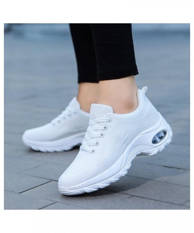 Wide Width Sneakers Women Christmas, Women's Walking Shoes Sock Sneakers Slip on Mesh Wedge Platform Loafers White-g $23.17 A...