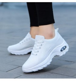 Wide Width Sneakers Women Christmas, Women's Walking Shoes Sock Sneakers Slip on Mesh Wedge Platform Loafers White-g $23.17 A...