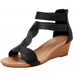 Women's Two Strap Heeled Sandal Heels Open Toe Strappy Sandals Pump Sandals Party for Women Black $18.54 Sandals