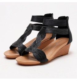 Women's Two Strap Heeled Sandal Heels Open Toe Strappy Sandals Pump Sandals Party for Women Black $18.54 Sandals