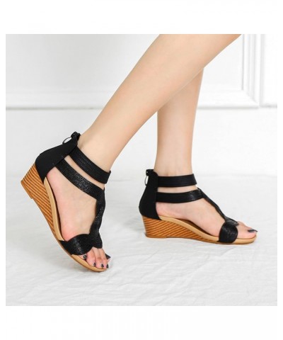 Women's Two Strap Heeled Sandal Heels Open Toe Strappy Sandals Pump Sandals Party for Women Black $18.54 Sandals