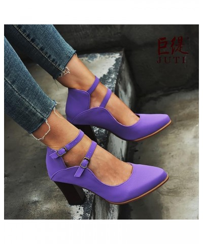 Ladies Animal Print Sandals Women European American Outdoor Shoes Pointed Thick Heel Frosted Buckle Single Gkda-purple $20.26...