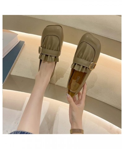 Fashion Four Seasons Women'S Flat Bottom Square Head Shallow Mouth Slippers Comfortable Solid Color Outdoor Sandal Khaki $15....