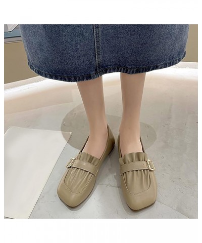 Fashion Four Seasons Women'S Flat Bottom Square Head Shallow Mouth Slippers Comfortable Solid Color Outdoor Sandal Khaki $15....