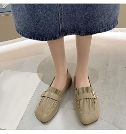 Fashion Four Seasons Women'S Flat Bottom Square Head Shallow Mouth Slippers Comfortable Solid Color Outdoor Sandal Khaki $15....