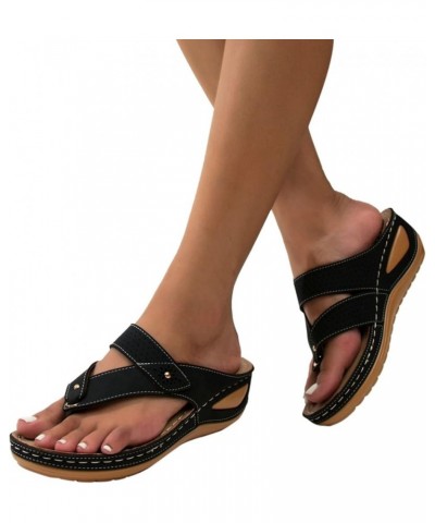 Orthopedic Sandals for Women, Platform Flip Flops Sandal Shoes Comfortable Summer Beach Travel Sandals 6.5 Black-3 $14.21 San...