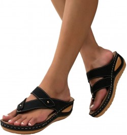 Orthopedic Sandals for Women, Platform Flip Flops Sandal Shoes Comfortable Summer Beach Travel Sandals 6.5 Black-3 $14.21 San...