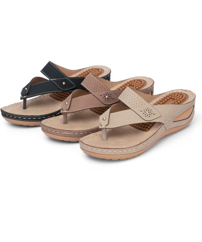 Orthopedic Sandals for Women, Platform Flip Flops Sandal Shoes Comfortable Summer Beach Travel Sandals 6.5 Black-3 $14.21 San...