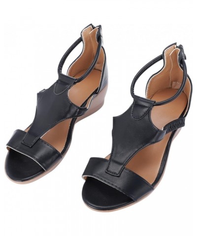 Sandals for Women Casual Summer, Women's Wedge Platform Sandals with Pearl Casual Open Toe Buckle Strappy Sandals Z11 Black $...