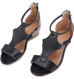 Sandals for Women Casual Summer, Women's Wedge Platform Sandals with Pearl Casual Open Toe Buckle Strappy Sandals Z11 Black $...