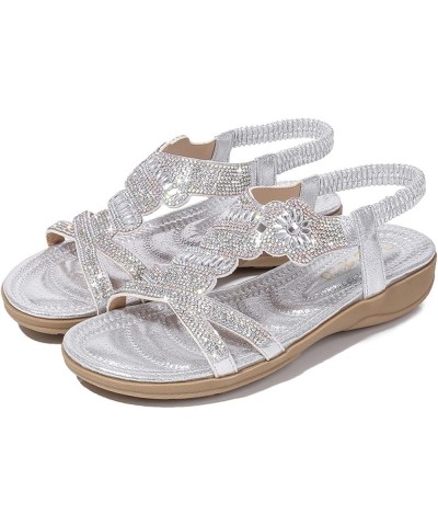 Hiking Sandals Women Sandalias Sandalias Sandals Women Dressy Comfortable Orthopedic Flats For Women Arch Silver-k $14.21 San...