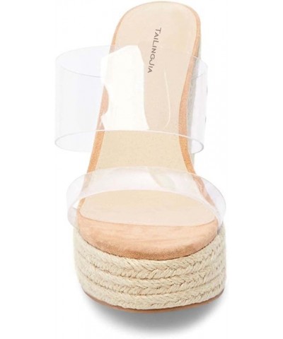 Transparent Wedge Heel Sandal 36 Clear $38.39 Sandals