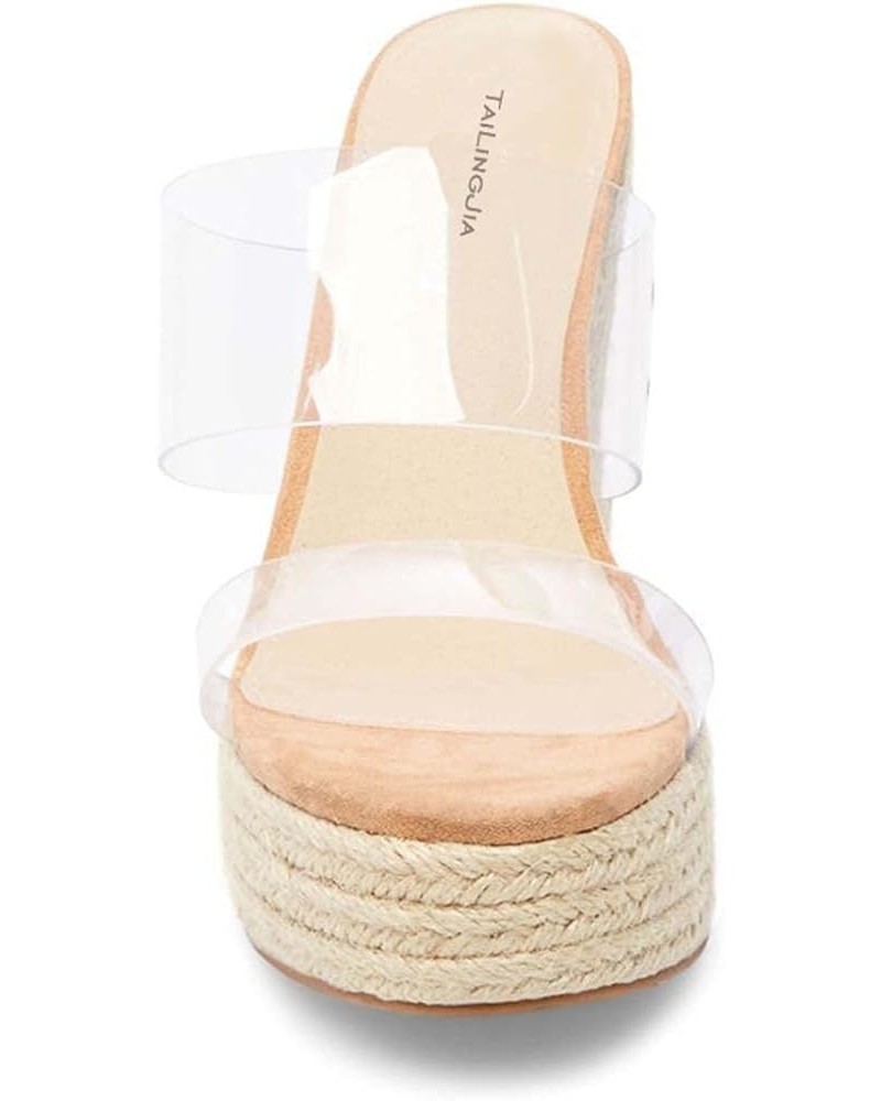 Transparent Wedge Heel Sandal 36 Clear $38.39 Sandals