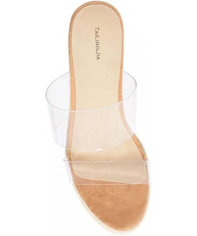 Transparent Wedge Heel Sandal 36 Clear $38.39 Sandals