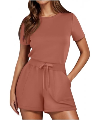 Dress Suite Outfits Women Solid Jumpsuit With 4 Pockets Jumpsuit Rompers for Women Club Rose Gold-b➤➤ Womens Rompers 2024 $12...