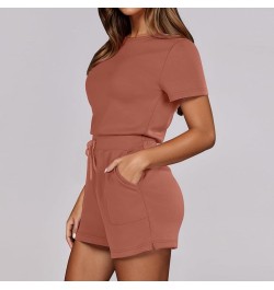 Dress Suite Outfits Women Solid Jumpsuit With 4 Pockets Jumpsuit Rompers for Women Club Rose Gold-b➤➤ Womens Rompers 2024 $12...