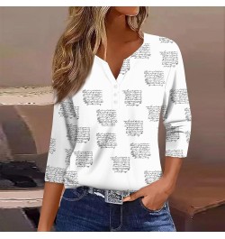 3/4 Sleeve Tops for Women Summer 4th of July Blouses V Neck Button Down T Shirts Fashion Relaxed Fit Clothes 5-light Gray $10...