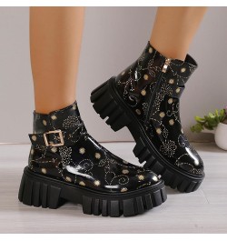 Platform Ankle Boots for Women Chunky High Heel,Causal Side Zipper Lace-up Combat Boots Block Heel Platform Lug Sole Short Bo...