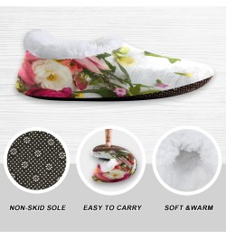 Unisex Slippers Spring Flower Rose Coral Fleece Slippers Socks Indoor Cozy Fuzzy Feet Slippers House Slippers $16.19 Slippers