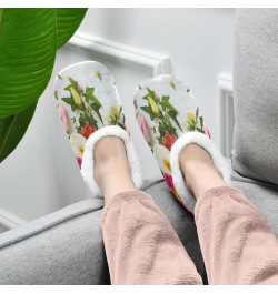 Unisex Slippers Spring Flower Rose Coral Fleece Slippers Socks Indoor Cozy Fuzzy Feet Slippers House Slippers $16.19 Slippers