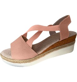 Sandals Women Espadrilles Flatform Wedge Sandal Open Toe Ankle Buckle Strap Sandal Womens Dressy Summer Sandal A1-pink $18.87...