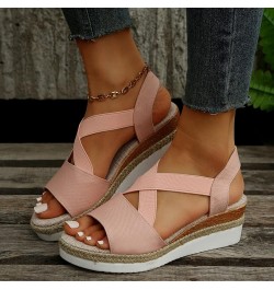 Sandals Women Espadrilles Flatform Wedge Sandal Open Toe Ankle Buckle Strap Sandal Womens Dressy Summer Sandal A1-pink $18.87...