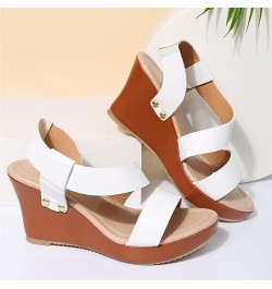 Boots For Women Platform Wedge Boots Comfortable Platform Women Sandals White Sandals Woman High Heeled Sanda 6-white $12.36 ...